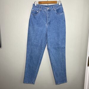 Denim & Co Women's 14 VTG High Rise Mom Waist Med Wash Tapered Stretch Jeans